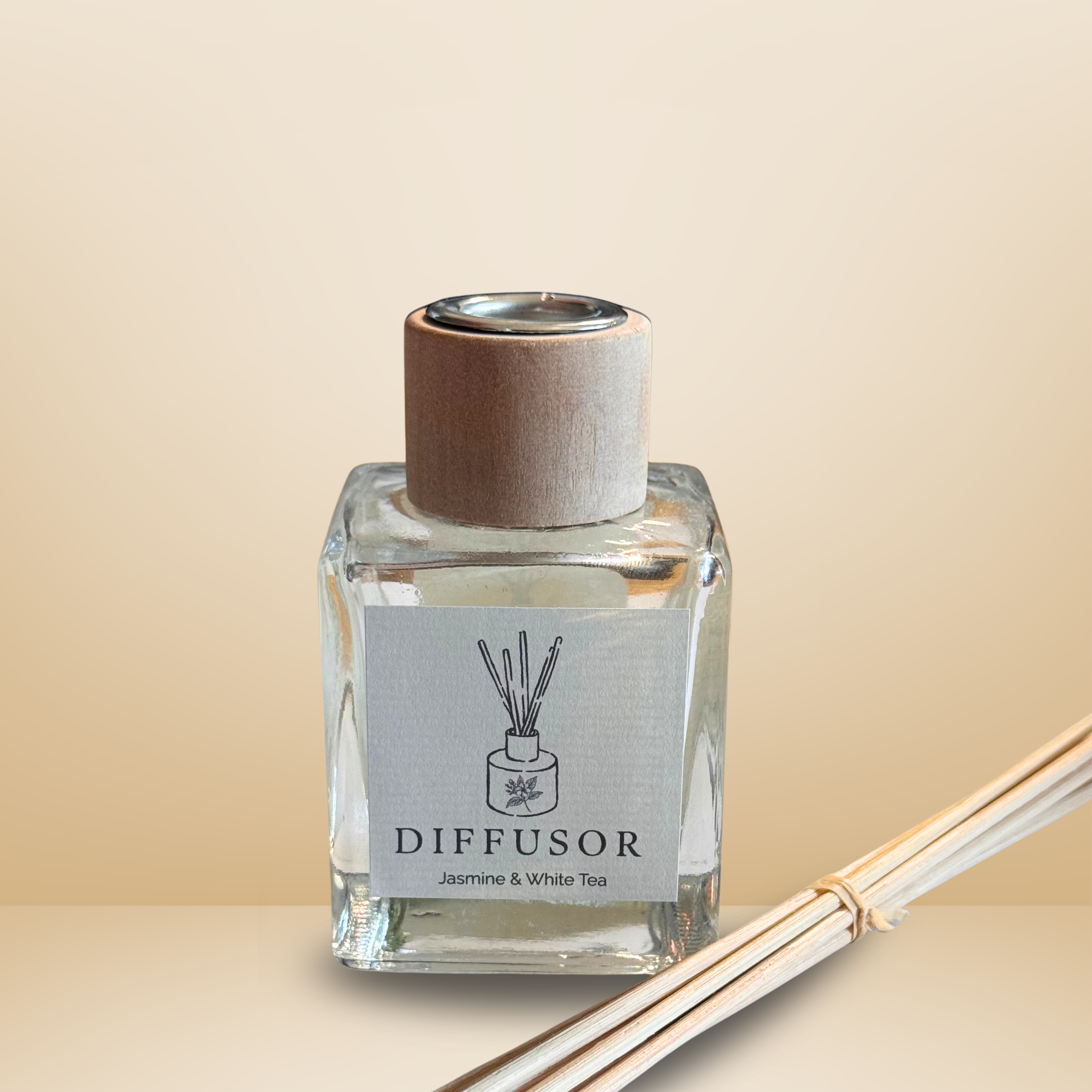 Essentials Candles Raumduft Diffusor Jasmine & White Tea in Glasflasche mit Stäbchen