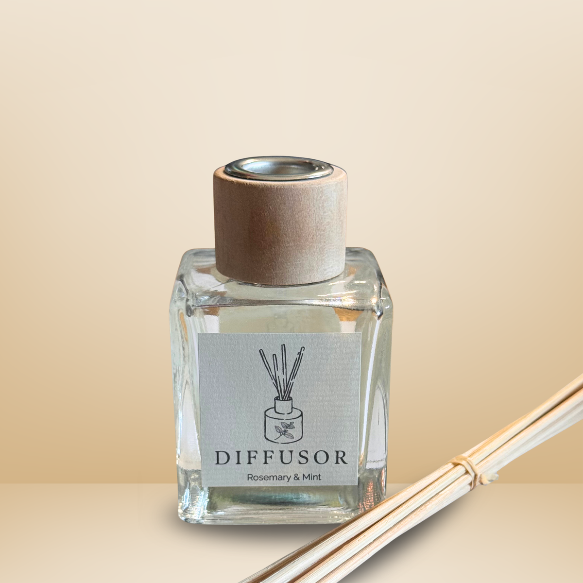 Essentials Candles Raumduft Diffusor Rosemary & Mint in Glasflasche mit Stäbchen