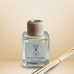 Essentials Candles Raumduft Diffusor Rosemary & Mint in Glasflasche mit Stäbchen